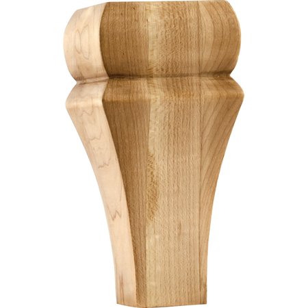 HARDWARE RESOURCES 3" Wx3"Dx6"H Hard Maple Square Contemporary Bun Foot BF15-2-6-HMP